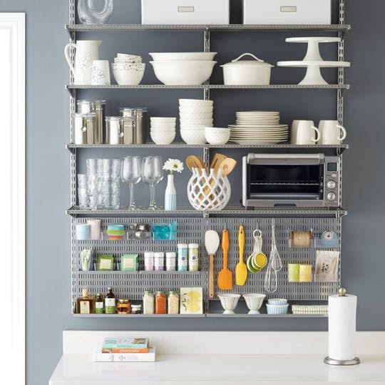 Platina elfa utility Kitchen Shelving from The Container Store